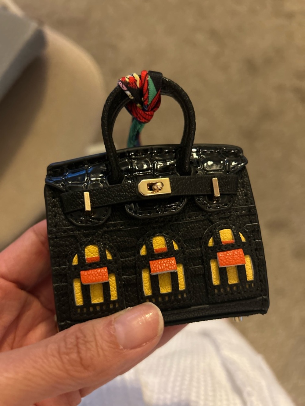 Black micro Mini storefront Bag Charm
